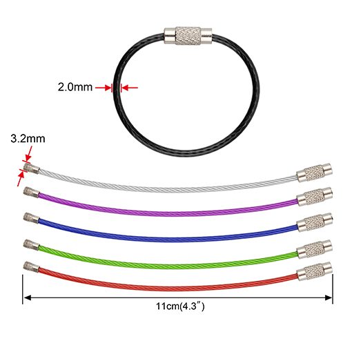 Keychain, Wisdompro 12 Pack of 4.3 Inches Stainless Steel Wire Ring 2mm Cable Loop Rings for Hanging Luggage Tag, Keyrings and ID Tag Keepers (Pack of 12 - 4.3 inch) - Image 3