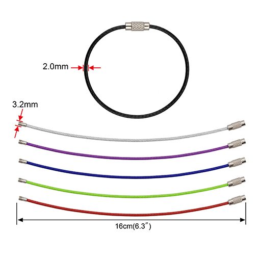 Keychain, Wisdompro 6 Pack of 6.3 Inches Stainless Steel Wire Ring 2mm Cable Loop Rings for Hanging Luggage Tag, Keyrings and ID Tag Keepers (Pack of 6 - 6.3 inch) - Image 3