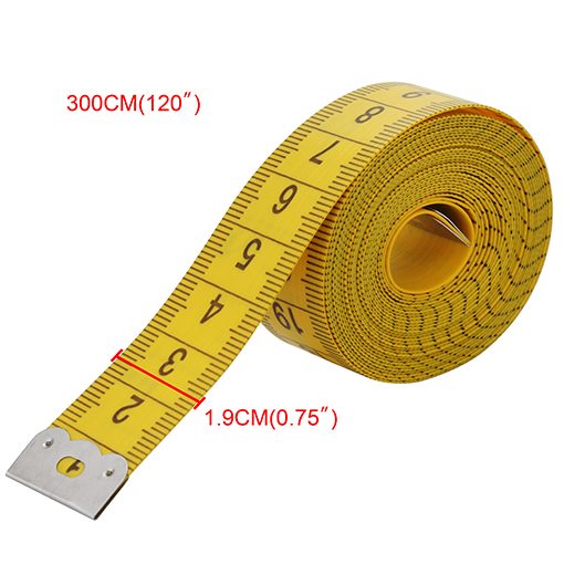 Wisdompro 120-Inch(300cm) Soft Tape Measure for Sewing Tailor Cloth, Body Measurement - Indexed in Metric and Standard Units, Convenient 0.75 Inch wide PVC Fiberglass Cloth - Yellow - Image 2