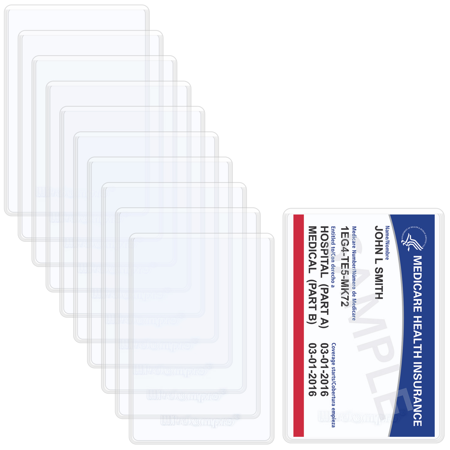 6 Mil Thickness,... Clear New Medicare Card Size Credit Card Protector Sleeves 