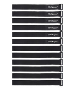 12 Pack 1 x 18 Inches Hook and Loop Reusable Fastening Cable Tie Down Straps by Wisdompro - Reusable, Durable Functional Ties to Keep Your Home, Office, Workspace from Tangled Messes of Cords