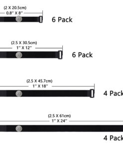 Alternative view of 20 Pack (8 12 18 24 Inches) Hook and Loop Reusable Fastening Cable Tie Down Straps by Wisdompro - Reusable, Durable Functional Ties to Keep Your Home, Office, Workspace from Tangled Messes of Cords